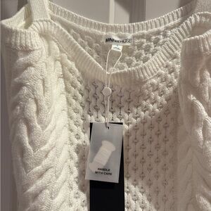 Minnie Rose Cream Cable Knit Tank
